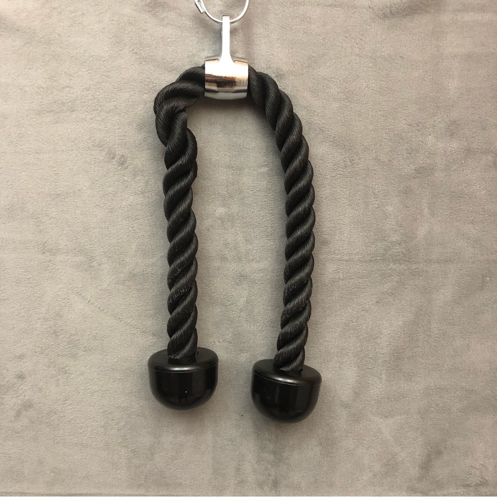 Double Knob Rope Handle Tricep Cable Attachment Black